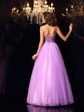 Ball Gown Sweetheart Sequin Sleeveless Long Elastic Woven Satin Quinceanera Dresses TPP0003342