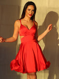 A-Line/Princess Chiffon Ruffles V-neck Sleeveless Short/Mini Homecoming Dresses TPP0004611
