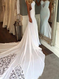 Trumpet/Mermaid Sleeveless Sweetheart Applique Cathedral Train Lace Wedding Dresses TPP0006215