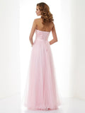 A-Line/Princess Sweetheart Sleeveless Beading Long Elastic Woven Satin Dresses TPP0003860