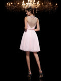 A-Line/Princess Scoop Beading Sleeveless Short Chiffon Dresses TPP0008905