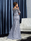 Trumpet/Mermaid Bateau Beading 3/4 Sleeves Long Lace Mother of the Bride Dresses TPP0007052