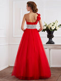 Ball Gown One-Shoulder Sleeveless Hand-Made Flower Long Net Quinceanera Dresses TPP0009123