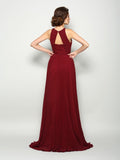 A-Line/Princess High Neck Ruched Sleeveless Long Chiffon Mother of the Bride Dresses TPP0007192