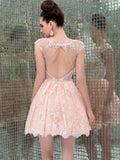 A-Line/Princess Sleeveless Scoop Lace Beading Short/Mini Dresses TPP0008901