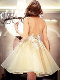 A-Line/Princess Scoop Sleeveless Applique Short/Mini Organza Dresses TPP0008478