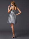A-Line/Princess Spaghetti Straps Sleeveless Short Organza Homecoming Dresses TPP0008343
