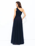 A-line/Princess One-Shoulder Applique Sleeveless Long Chiffon Dresses TPP0004153