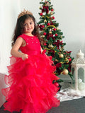 A-Line/Princess Organza Ruffles Scoop Sleeveless Tea-Length Flower Girl Dresses TPP0007471