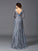 A-Line/Princess Bateau Lace 3/4 Sleeves Long Net Mother of the Bride Dresses TPP0007283
