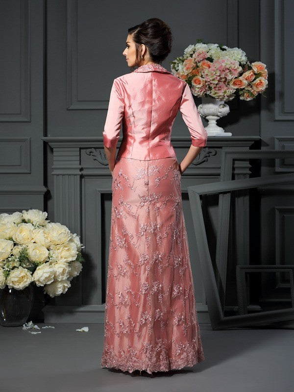 A-Line/Princess Straps Lace Sleeveless Long Taffeta Mother of the Bride Dresses TPP0007329
