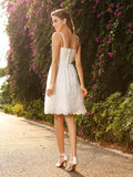 A-Line/Princess Spaghetti Straps Applique Sleeveless Short Lace Wedding Dresses TPP0006248