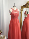 A-Line/Princess Chiffon Applique Scoop Floor-Length Sleeveless Dresses
