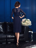 A-Line/Princess Jewel Lace 3/4 Sleeves Short Chiffon Mother of the Bride Dresses TPP0007070