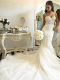 Trumpet/Mermaid Spaghetti Straps Sleeveless Chapel Train Tulle Wedding Dresses TPP0006145