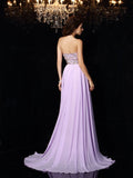 A-Line/Princess Sweetheart Beading Sleeveless Long Chiffon Dresses TPP0003432