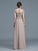 A-Line/Princess Scoop Short Sleeves Applique Floor-Length Chiffon Mother of the Bride Dresses TPP0007275
