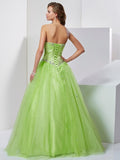 Ball Gown Sweetheart Beading Sleeveless Long Tulle Quinceanera Dresses TPP0009113
