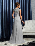 Sheath/Column Sweetheart Applique Short Sleeves Long Chiffon Mother of the Bride Dresses TPP0007130