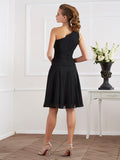 A-Line/Princess One-Shoulder Sleeveless Pleats Short Chiffon Homecoming Dresses TPP0008324