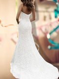 Trumpet/Mermaid Sleeveless Sweetheart Sweep/Brush Train lace Wedding Dresses TPP0006237