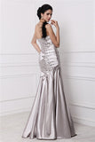 A-Line/Princess Sweetheart Sleeveless Beading Pleats Long Elastic Woven Satin Dresses TPP0004062