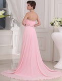 A-Line/Princess Beading Sleeveless Strapless Long Chiffon Dresses TPP0004394