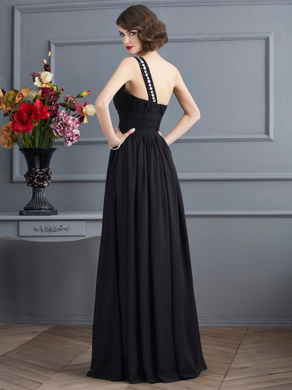 A-Line/Princess One-Shoulder Sleeveless Chiffon Long Mother of the Bride Dresses TPP0007406