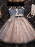 A-Line/Princess Sleeveless Sweetheart Tulle Beading Short/Mini Dresses TPP0008416