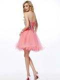A-Line/Princess Sweetheart Sleeveless Beading Short Net Homecoming Dresses TPP0008479