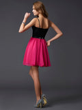 A-Line/Princess Spaghetti Straps Sleeveless Short Chiffon Homecoming Dresses TPP0008589