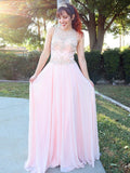 A-Line/Princess Chiffon Crystal Scoop Sleeveless Floor-Length Dresses TPP0004594