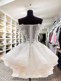 Ball Gown Off-the-Shoulder Cut Short With Applique Organza White Homecoming Dresses TPP0008073