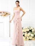 A-Line/Princess Sweetheart Pleats Sleeveless Long Chiffon Dresses TPP0004364
