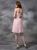 A-line/Princess Sweetheart Sleeveless Ruched Short Chiffon Bridesmaid Dresses TPP0005627