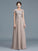 A-Line/Princess Scoop Short Sleeves Applique Floor-Length Chiffon Mother of the Bride Dresses TPP0007275