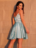 A-Line/Princess Ruffles Spaghetti Straps Sleeveless Short/Mini Homecoming Dresses TPP0004629