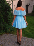 A-Line/Princess Sleeveless Chiffon Off-the-Shoulder Ruffles Short/Mini Homecoming Dresses TPP0004659