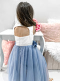 A-Line/Princess Tulle Hand-Made Flower Scoop Sleeveless Tea-Length Flower Girl Dresses TPP0007470