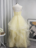 A-Line/Princess Ruffles Spaghetti Straps Sleeveless Organza Floor-Length Dresses TPP0004601