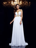 A-Line/Princess Scoop Beading Sleeveless Long Chiffon Dresses TPP0009157