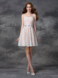 A-line/Princess Sweetheart Lace Sleeveless Short Lace Cocktail Dresses TPP0008696