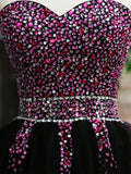 A-Line/Princess Sleeveless Sweetheart Tulle Beading Short/Mini Dresses TPP0008495