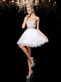 A-Line/Princess Sweetheart Beading Sleeveless Short Net Cocktail Dresses TPP0008575