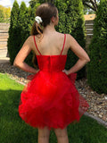A-Line/Princess Spaghetti Straps Ruffles Sleeveless Tulle Short/Mini Homecoming Dresses TPP0004606