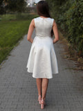 A-Line/Princess Satin Ruffles Jewel Sleeveless Short/Mini Homecoming Dresses TPP0004641