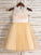 A-Line/Princess Tulle Sash/Ribbon/Belt Scoop Sleeveless Tea-Length Flower Girl Dresses TPP0007527