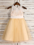 A-Line/Princess Tulle Sash/Ribbon/Belt Scoop Sleeveless Tea-Length Flower Girl Dresses TPP0007527