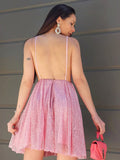A-Line/Princess Ruched V-neck Sleeveless Short/Mini Homecoming Dresses TPP0004460