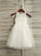 A-Line/Princess Tulle Sash/Ribbon/Belt Scoop Sleeveless Tea-Length Flower Girl Dresses TPP0007523